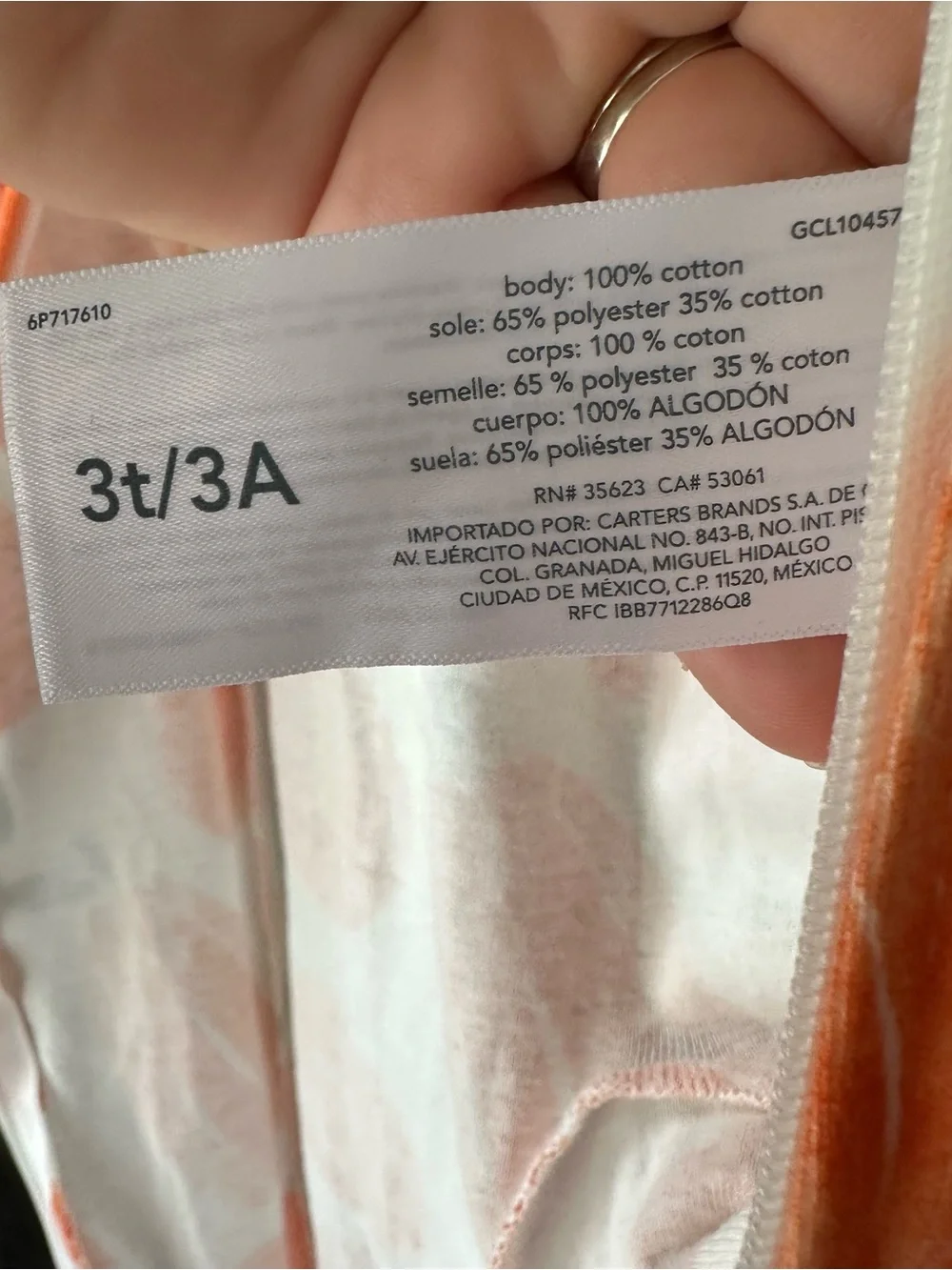 Carter's Orange Pumpkin Print Kids One-Piece Footies Pajamas Size 3T New Tags